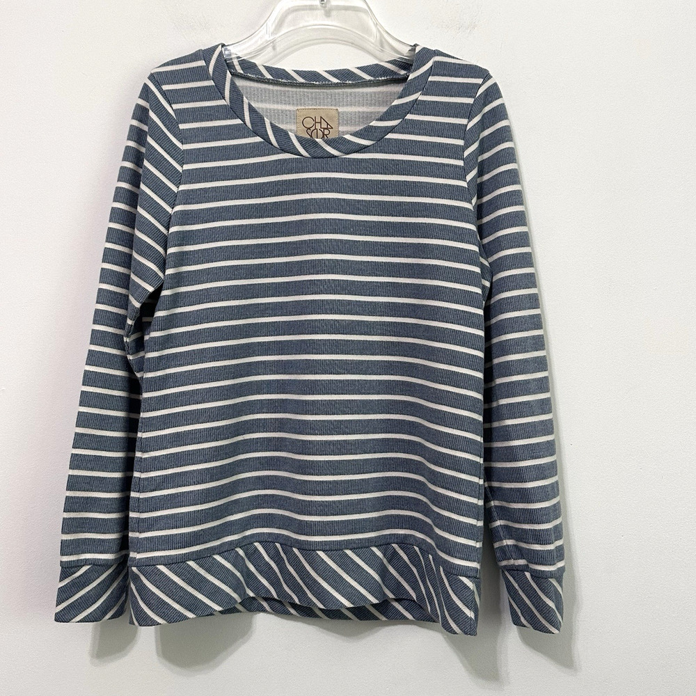 Chaser Knit Top Sweater M Blue White‎ Stripe Nautical Long Sleeve Pullover Cozy